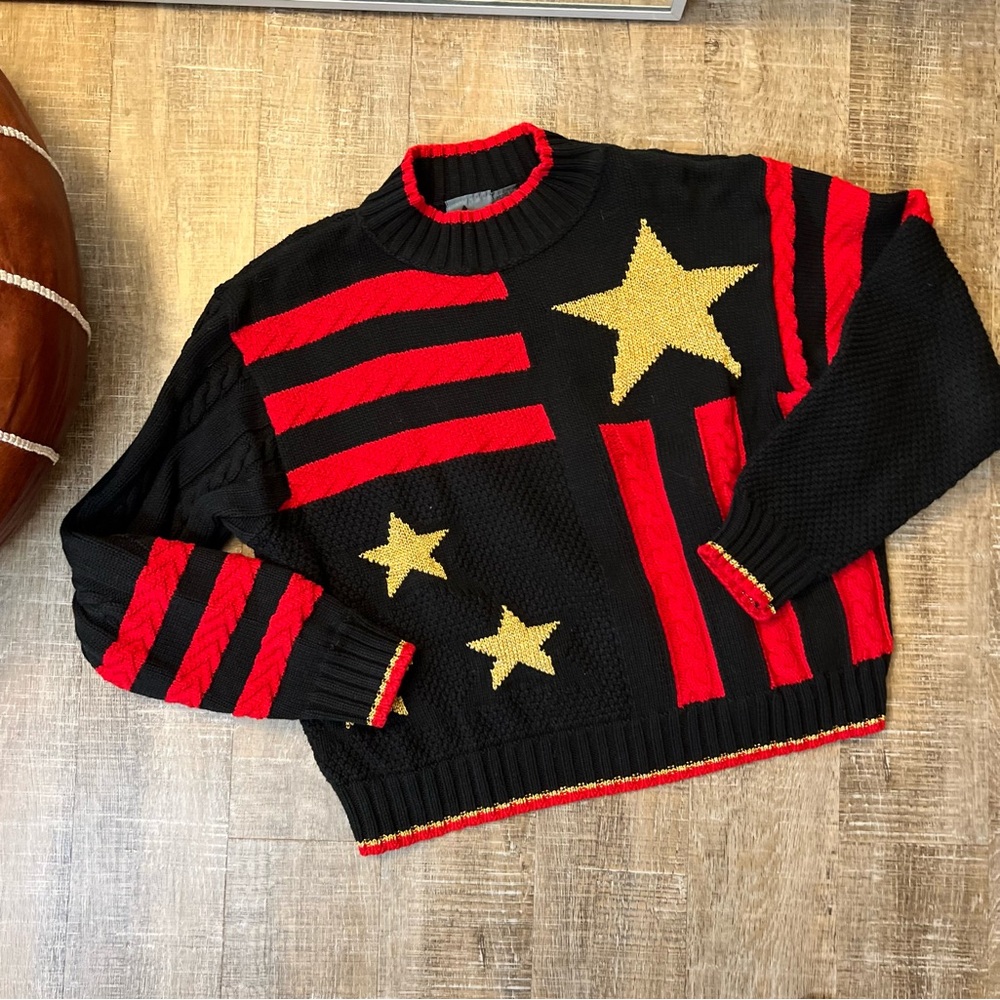 Vintage Liz Claiborne Black Stars & Stripes Sweater